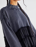 Ladies Solid Color Crew Neck Sweatshirt Dress SKT484 - SWEETKAMA