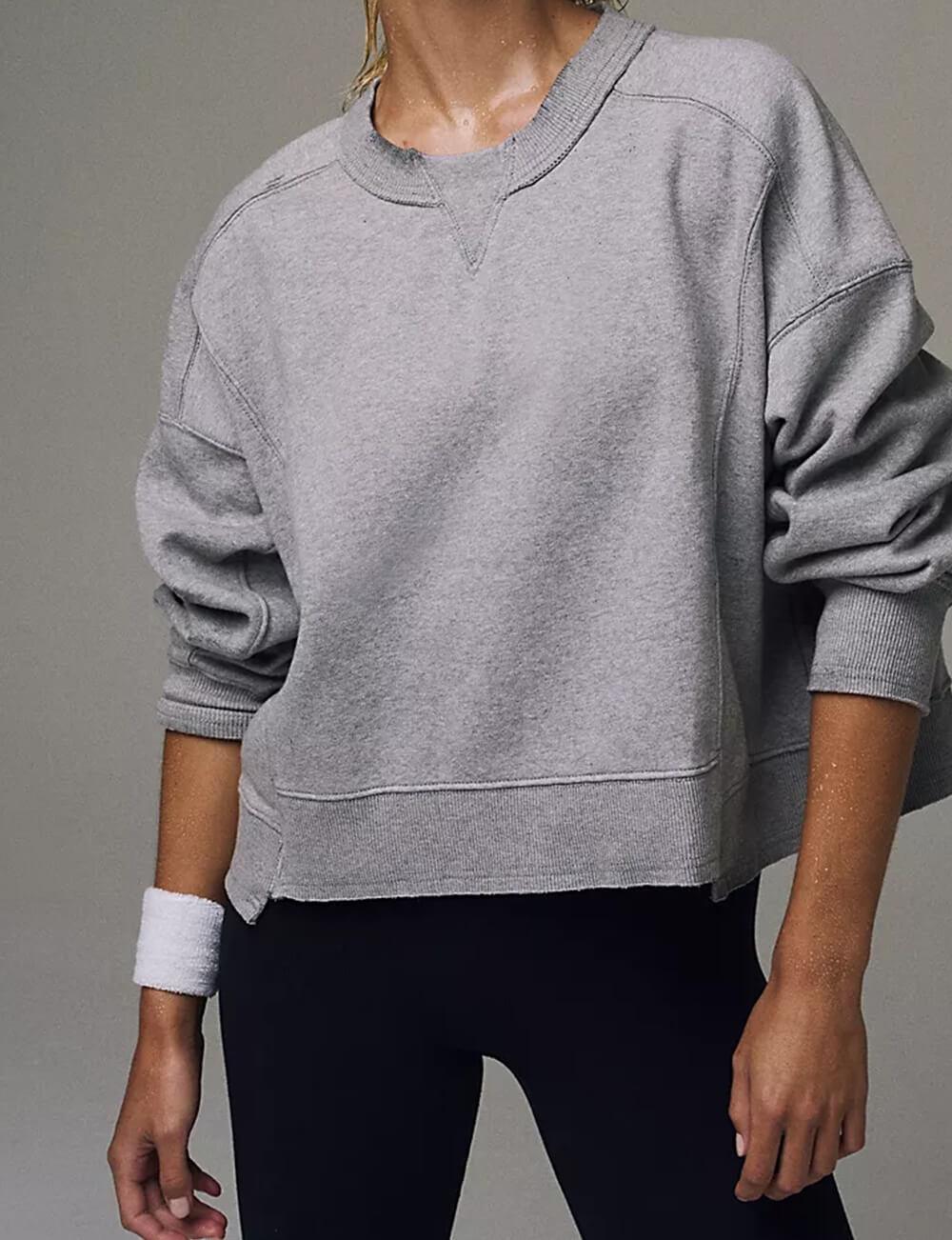 Ladies Solid Color Cropped Pullover SKT523 - SWEETKAMA