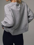 Ladies Solid Color Cropped Pullover SKT523 - SWEETKAMA