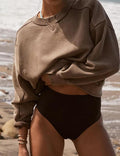 Ladies Solid Color Cropped Pullover SKT523 - SWEETKAMA