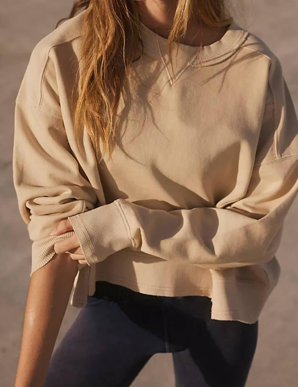 Ladies Solid Color Cropped Pullover SKT523 - SWEETKAMA