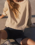 Ladies Solid Color Cropped Pullover SKT523 - SWEETKAMA