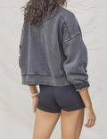 Ladies Solid Color Cropped Pullover SKT523 - SWEETKAMA