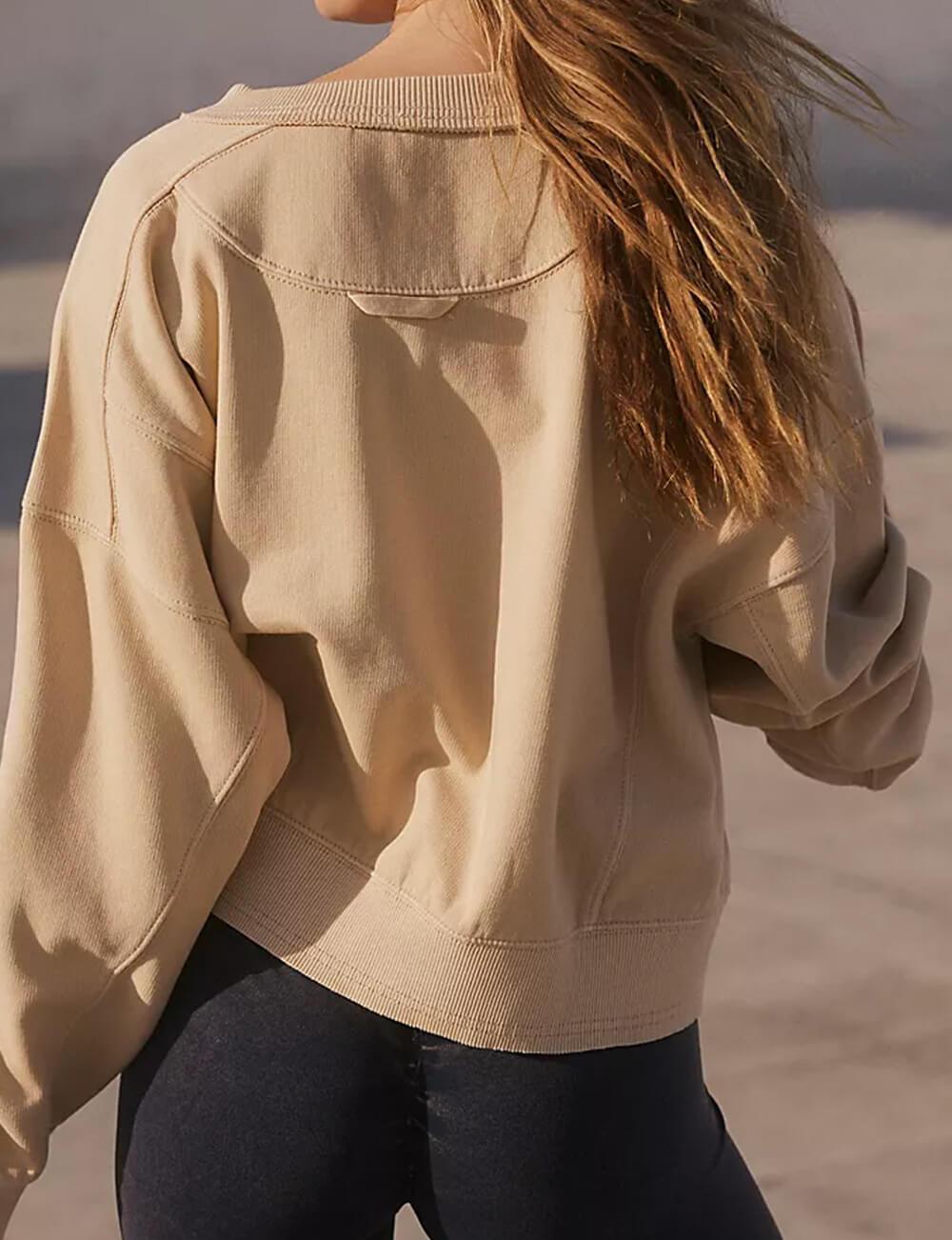 Ladies Solid Color Cropped Pullover SKT523 - SWEETKAMA