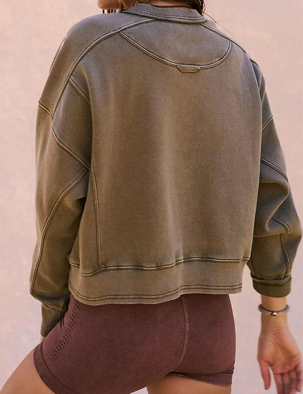 Ladies Solid Color Cropped Pullover SKT523 - SWEETKAMA