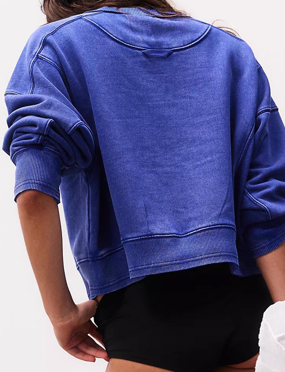Ladies Solid Color Cropped Pullover SKT523 - SWEETKAMA