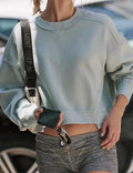 Ladies Solid Color Cropped Pullover SKT523 - SWEETKAMA