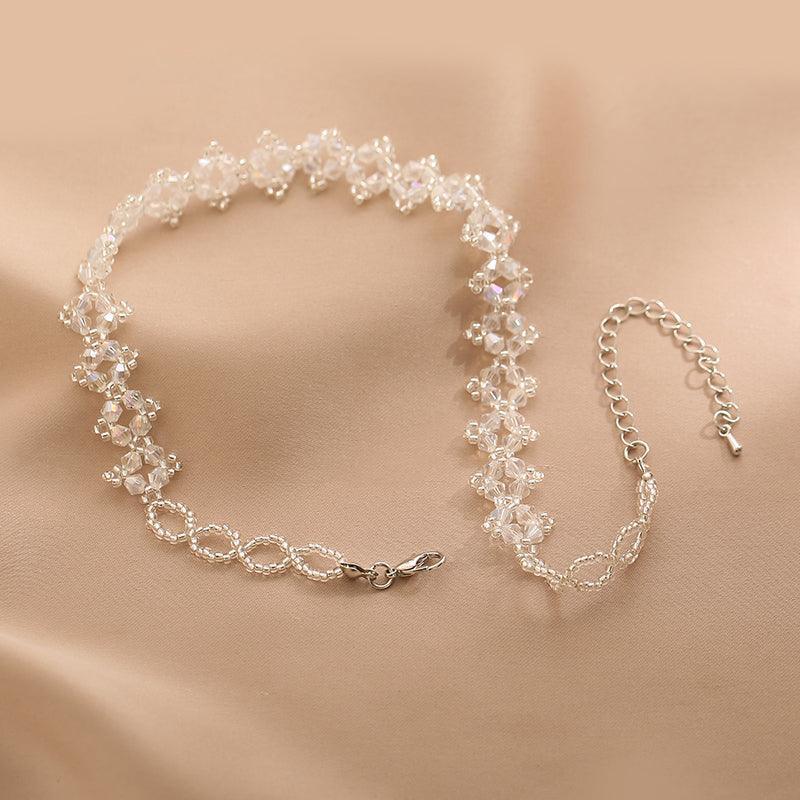 Ladies Solid Color Crystal Stones Beads Necklace SKAJ023 - SWEETKAMA