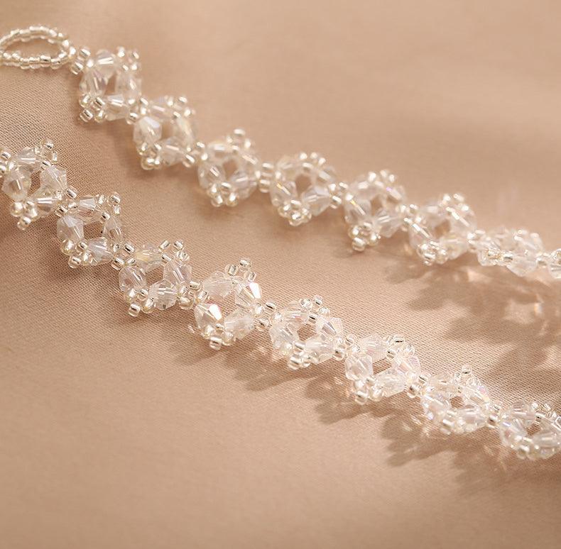 Ladies Solid Color Crystal Stones Beads Necklace SKAJ023 - SWEETKAMA