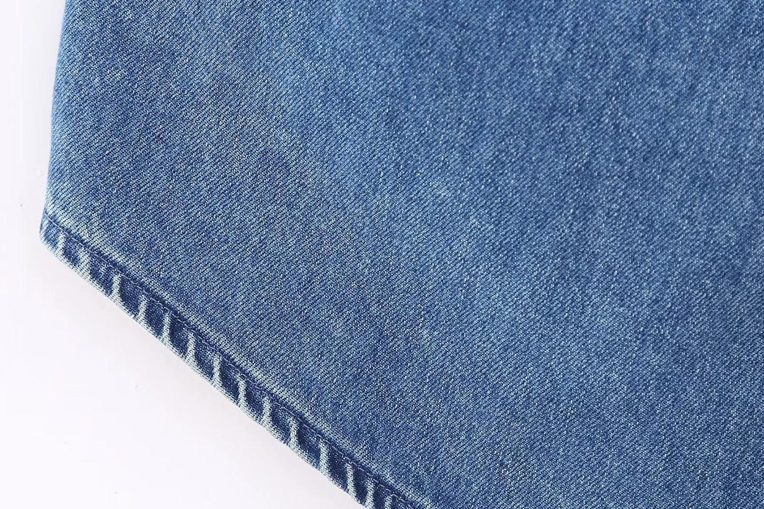 Ladies Solid Color Denim Halter Top 0070 - SWEETKAMA