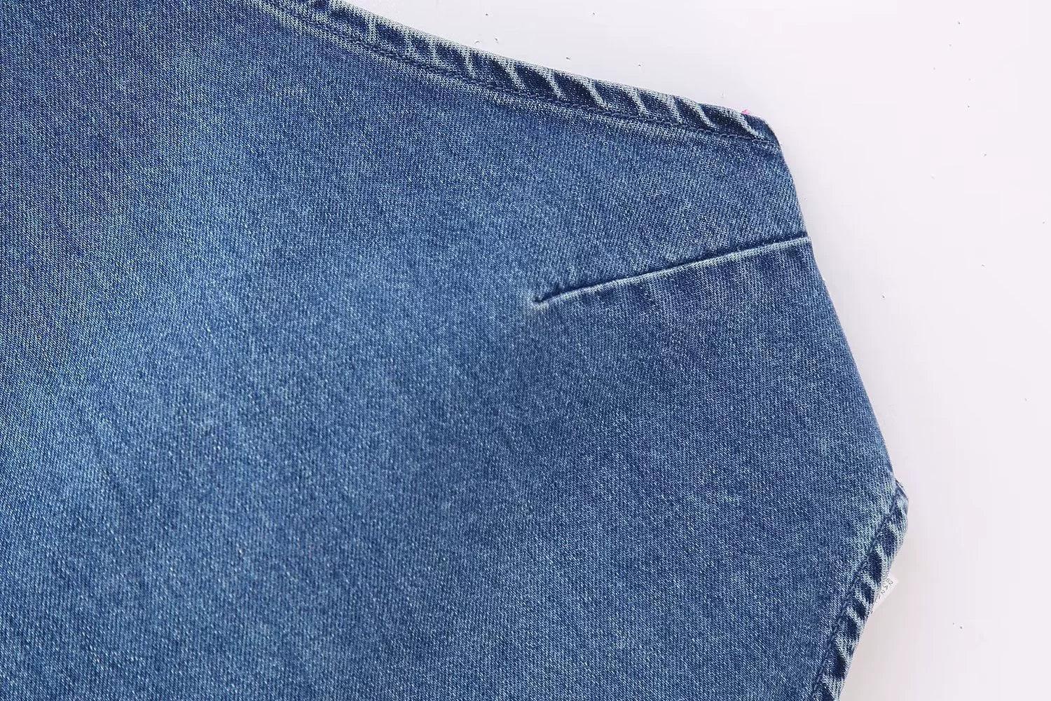 Ladies Solid Color Denim Halter Top 0070 - SWEETKAMA