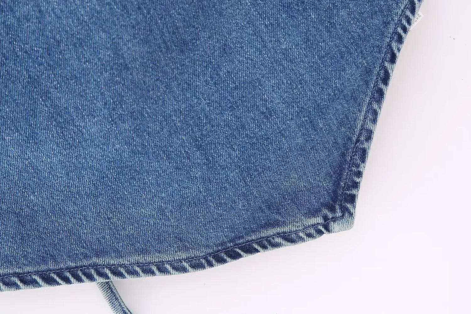 Ladies Solid Color Denim Halter Top 0070 - SWEETKAMA