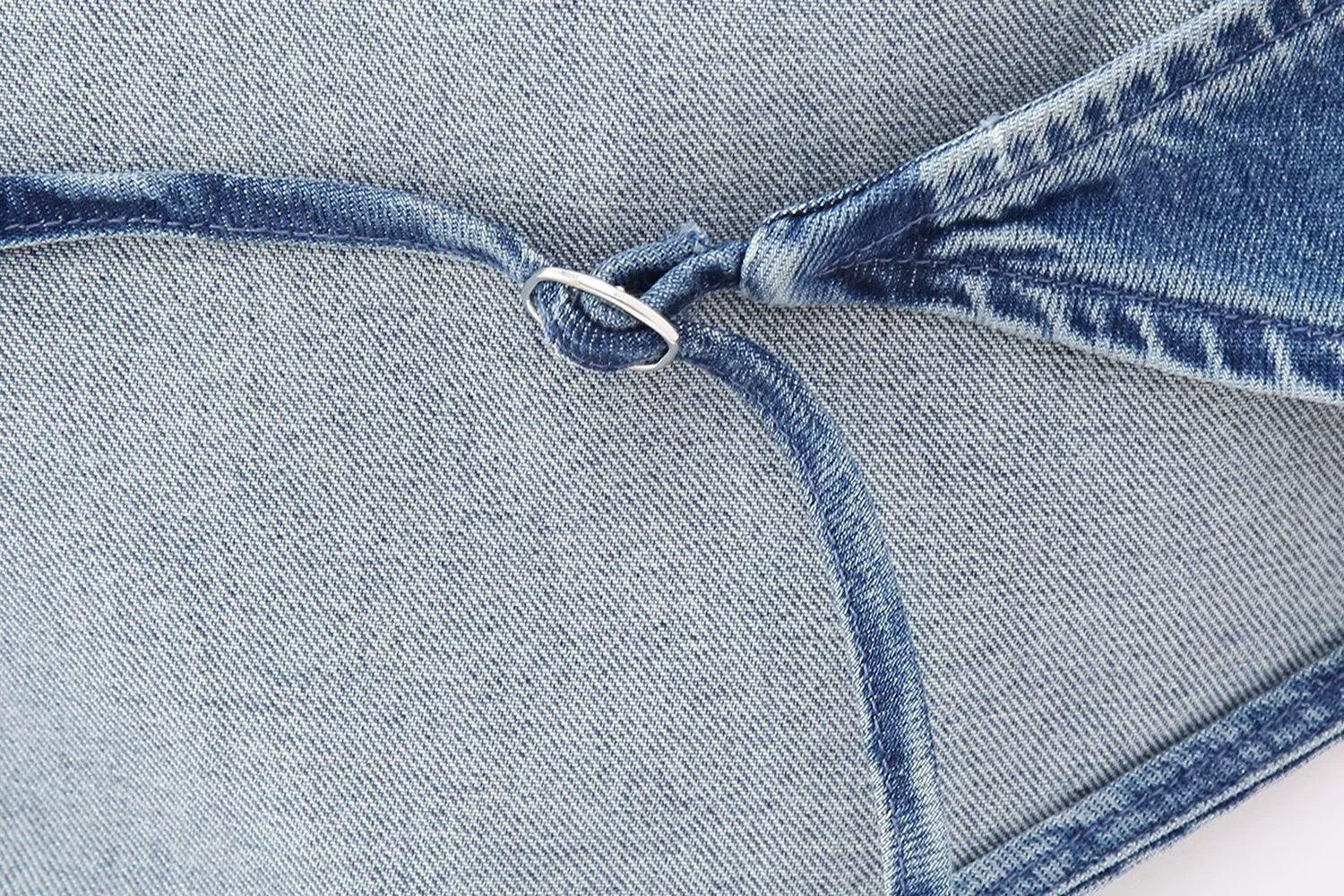 Ladies Solid Color Denim Halter Top 0070 - SWEETKAMA