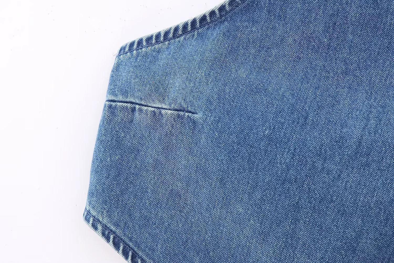 Ladies Solid Color Denim Halter Top 0070 - SWEETKAMA
