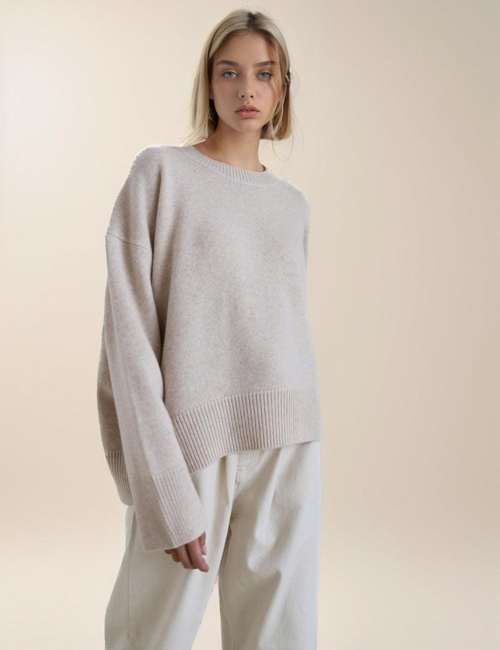 Ladies Solid Color Drop Shoulder Sweater 5437 - SWEETKAMA