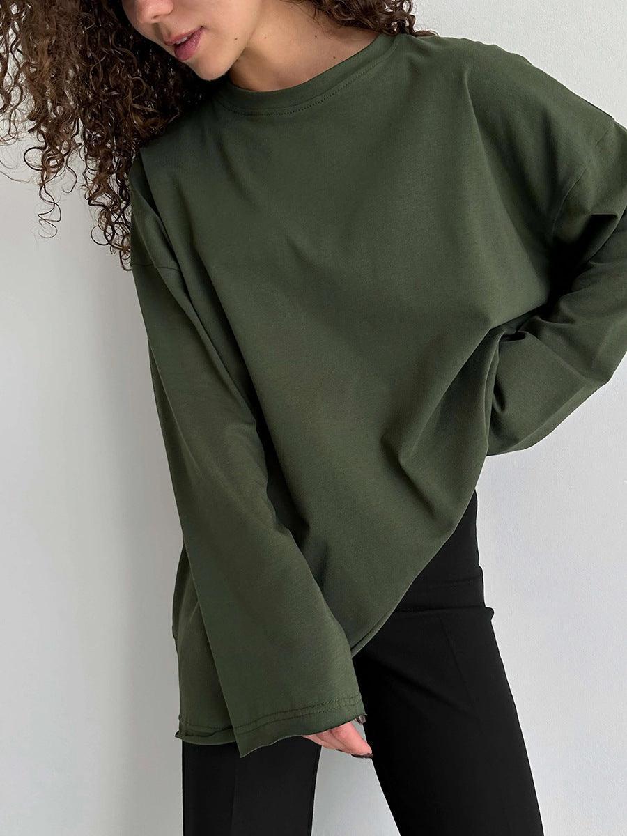 Ladies Solid Color Drop Shoulder T-Shirt TX0027 - SWEETKAMA