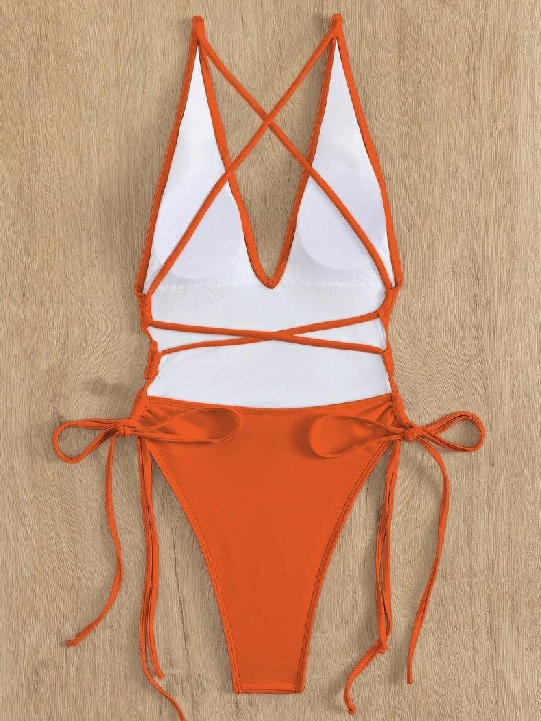 Ladies Solid Color Halter Neck Bikini Set RFD2109 - SWEETKAMA