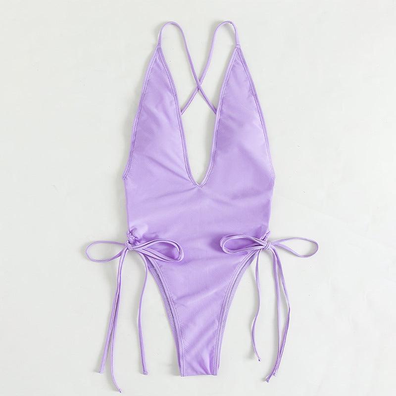 Ladies Solid Color Halter Neck Bikini Set RFD2109 - SWEETKAMA