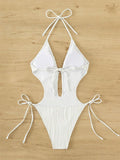 Ladies Solid Color Halter Neck Bikini Set RFD8298 - SWEETKAMA