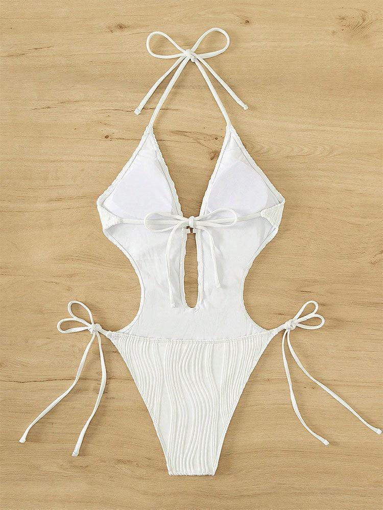 Ladies Solid Color Halter Neck Bikini Set RFD8298 - SWEETKAMA