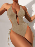 Ladies Solid Color Halter Neck Bikini Set RFD8298 - SWEETKAMA
