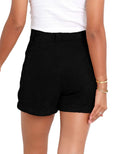 Ladies Solid Color High Waist Short Pants HY9065 - SWEETKAMA