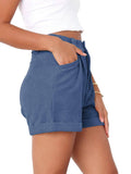 Ladies Solid Color High Waist Short Pants HY9065 - SWEETKAMA