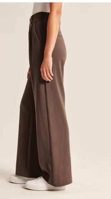 Ladies Solid Color High Waist Straight Leg Pants PY1111 - SWEETKAMA