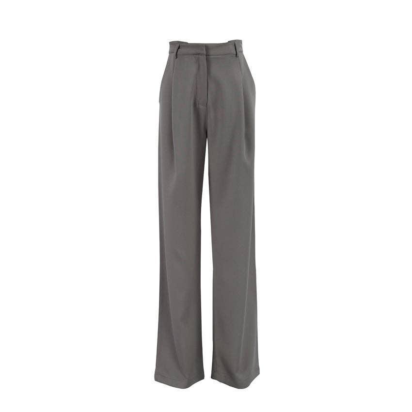 Ladies Solid Color High Waist Wide Leg Pants C-K6029 - SWEETKAMA