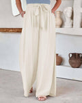 Ladies Solid Color High Waist Wide Leg Pants RX6607 - SWEETKAMA
