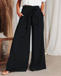 Ladies Solid Color High Waist Wide Leg Pants RX6607 - SWEETKAMA