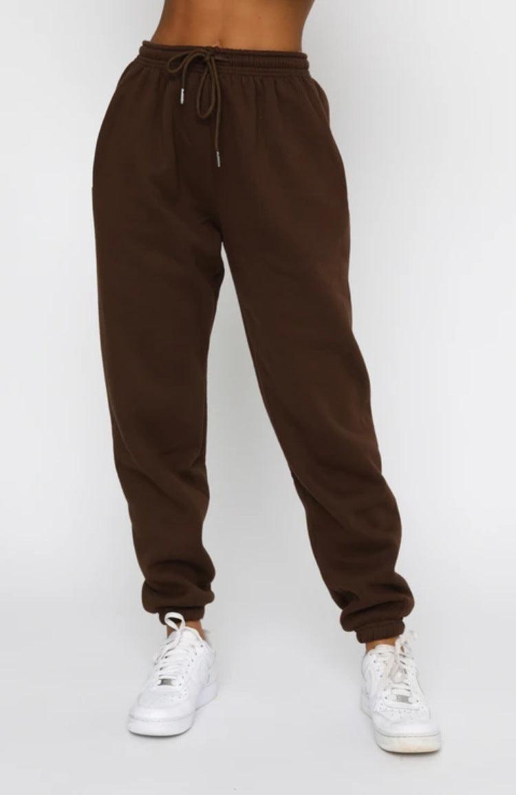 Ladies Solid Color Hoodie and Pants Sets 211021A - SWEETKAMA
