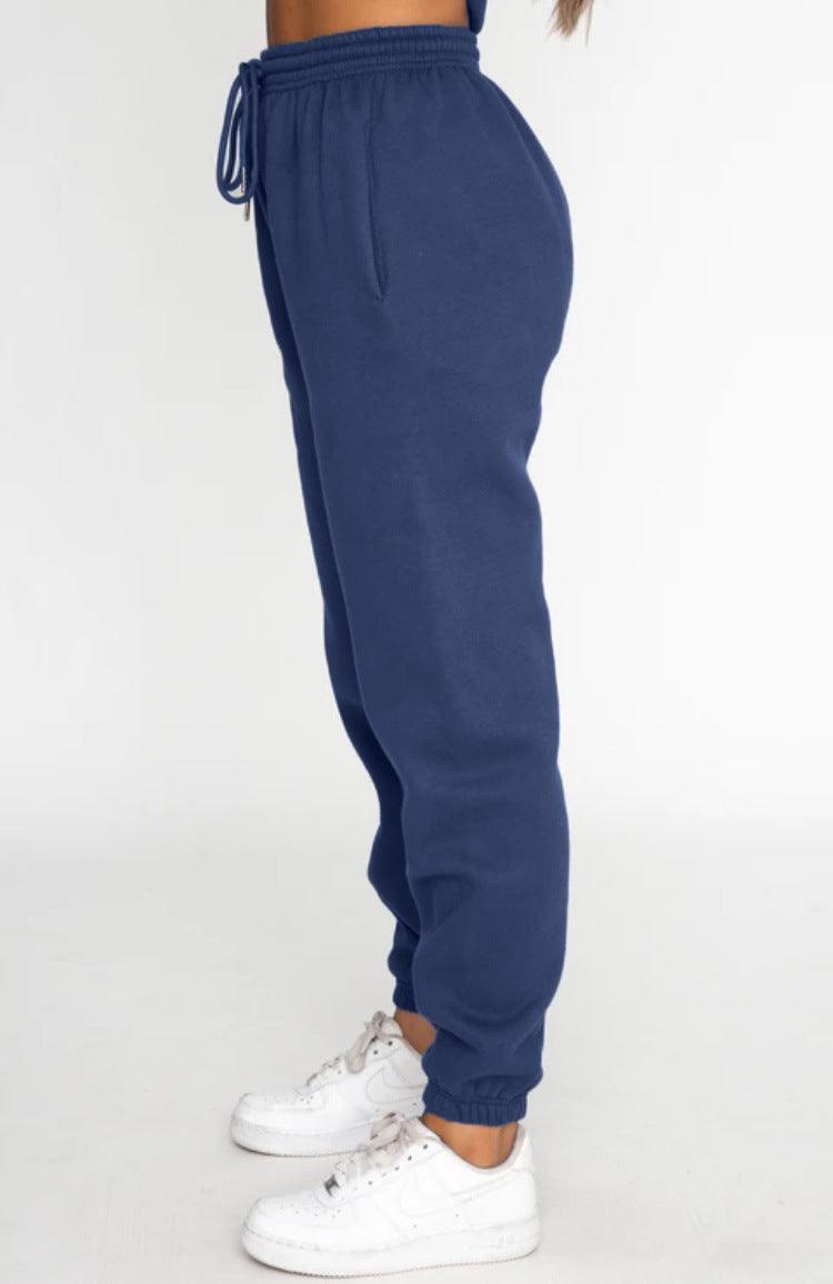 Ladies Solid Color Hoodie and Pants Sets 211021A - SWEETKAMA