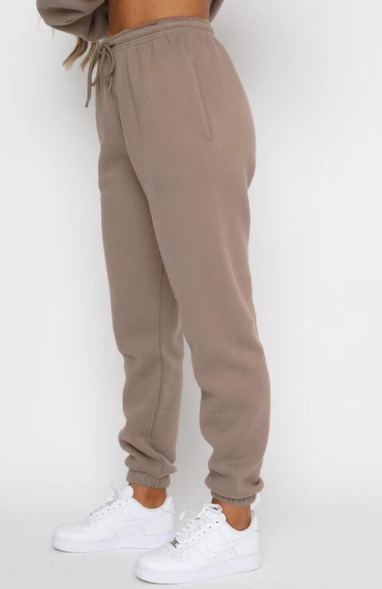 Ladies Solid Color Hoodie and Pants Sets 211021A - SWEETKAMA