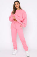 Ladies Solid Color Hoodie and Pants Sets 211021A - SWEETKAMA