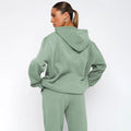 Ladies Solid Color Hoodie and Pants Sets 211337 - SWEETKAMA
