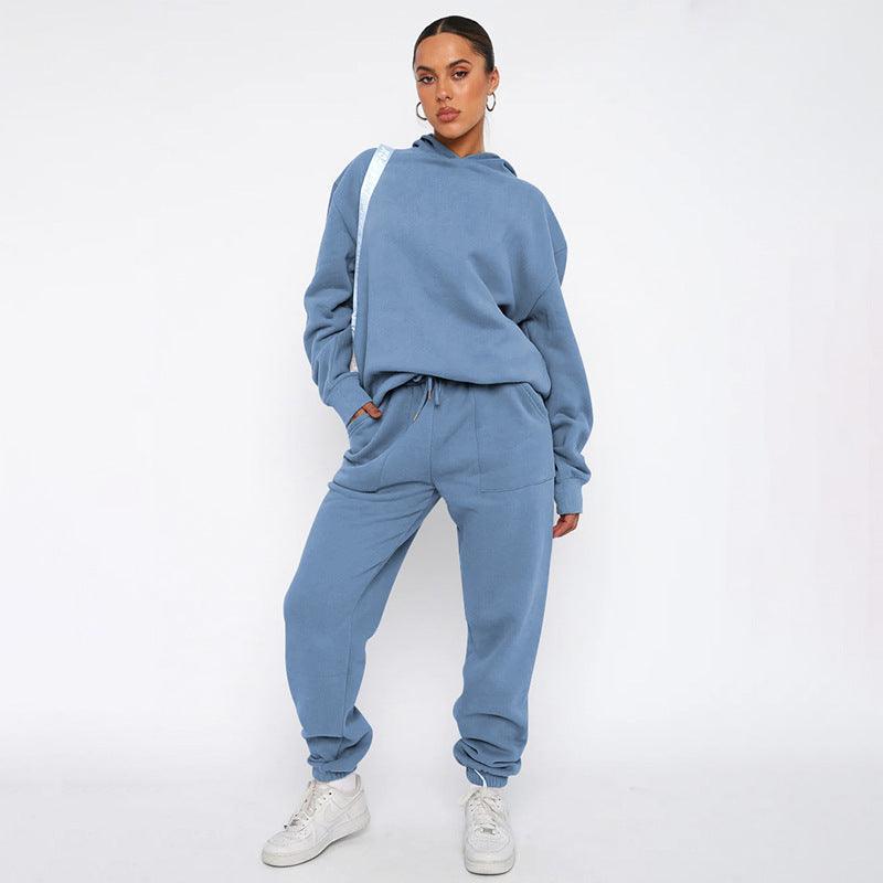 Ladies Solid Color Hoodie and Pants Sets 211337 - SWEETKAMA