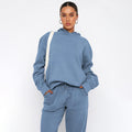 Ladies Solid Color Hoodie and Pants Sets 211337 - SWEETKAMA
