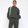 Ladies Solid Color Hoodie and Pants Sets 211337 - SWEETKAMA
