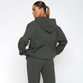 Ladies Solid Color Hoodie and Pants Sets 211337 - SWEETKAMA