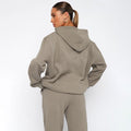 Ladies Solid Color Hoodie and Pants Sets 211337 - SWEETKAMA