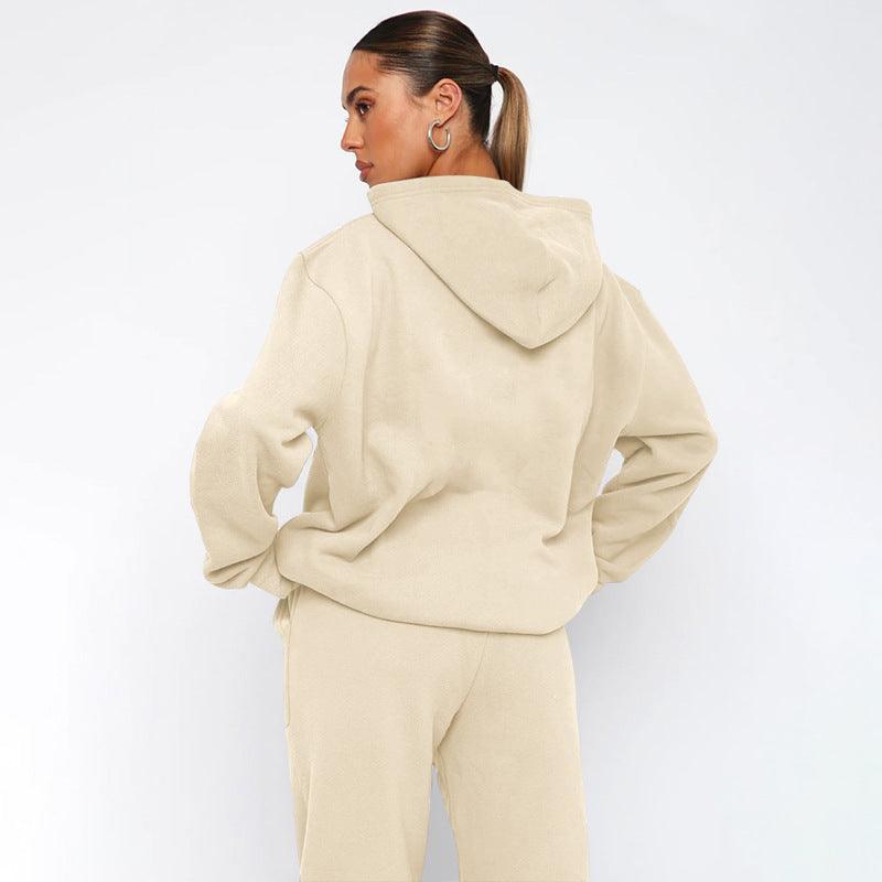 Ladies Solid Color Hoodie and Pants Sets 211337 - SWEETKAMA