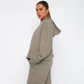 Ladies Solid Color Hoodie and Pants Sets 211337 - SWEETKAMA