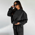 Ladies Solid Color Hoodie and Pants Sets 211337 - SWEETKAMA