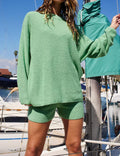 Ladies Solid Color Knit 2PCS Sweater Shorts Set SKST374 - SWEETKAMA