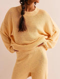 Ladies Solid Color Knit 2PCS Sweater Shorts Set SKST374 - SWEETKAMA