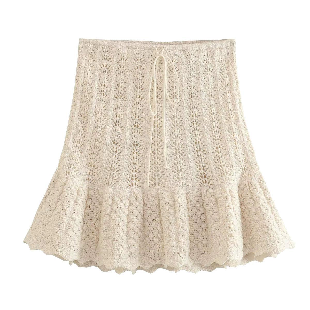 Ladies Solid Color Knit Vest And Skirt Set 3712 - SWEETKAMA