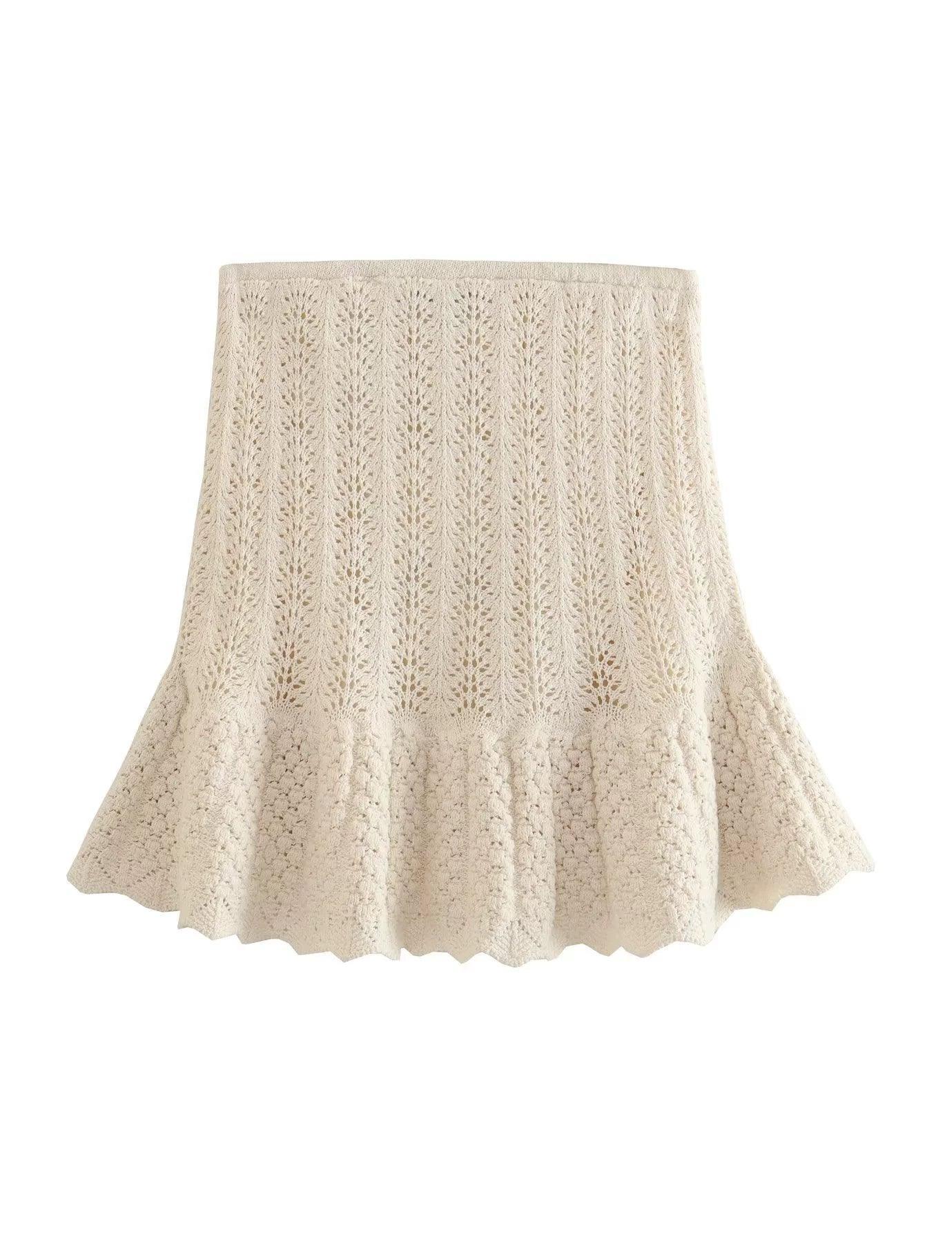 Ladies Solid Color Knit Vest And Skirt Set 3712 - SWEETKAMA