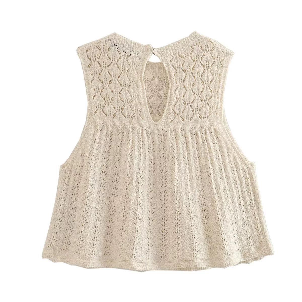Ladies Solid Color Knit Vest And Skirt Set 3712 - SWEETKAMA