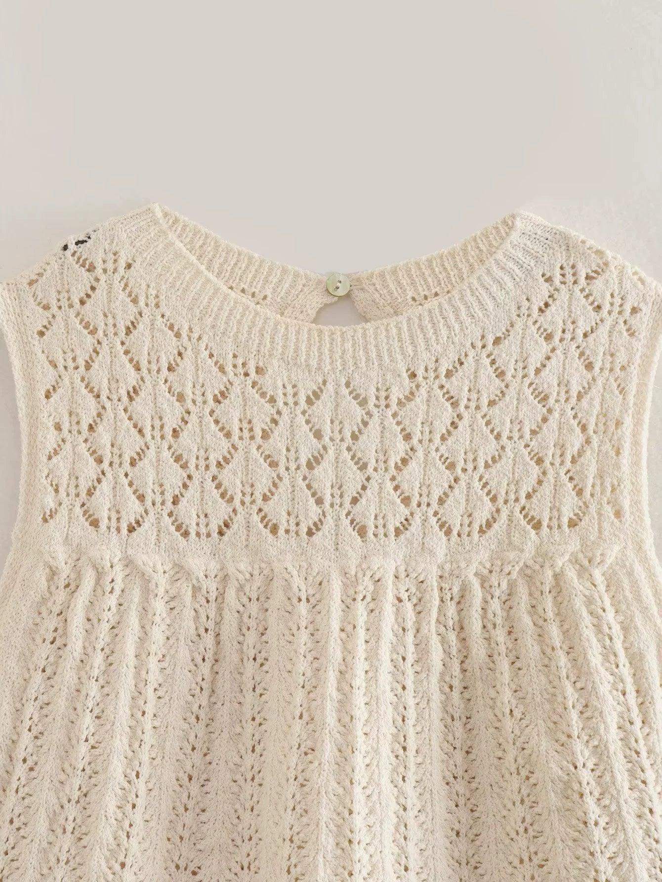 Ladies Solid Color Knit Vest And Skirt Set 3712 - SWEETKAMA
